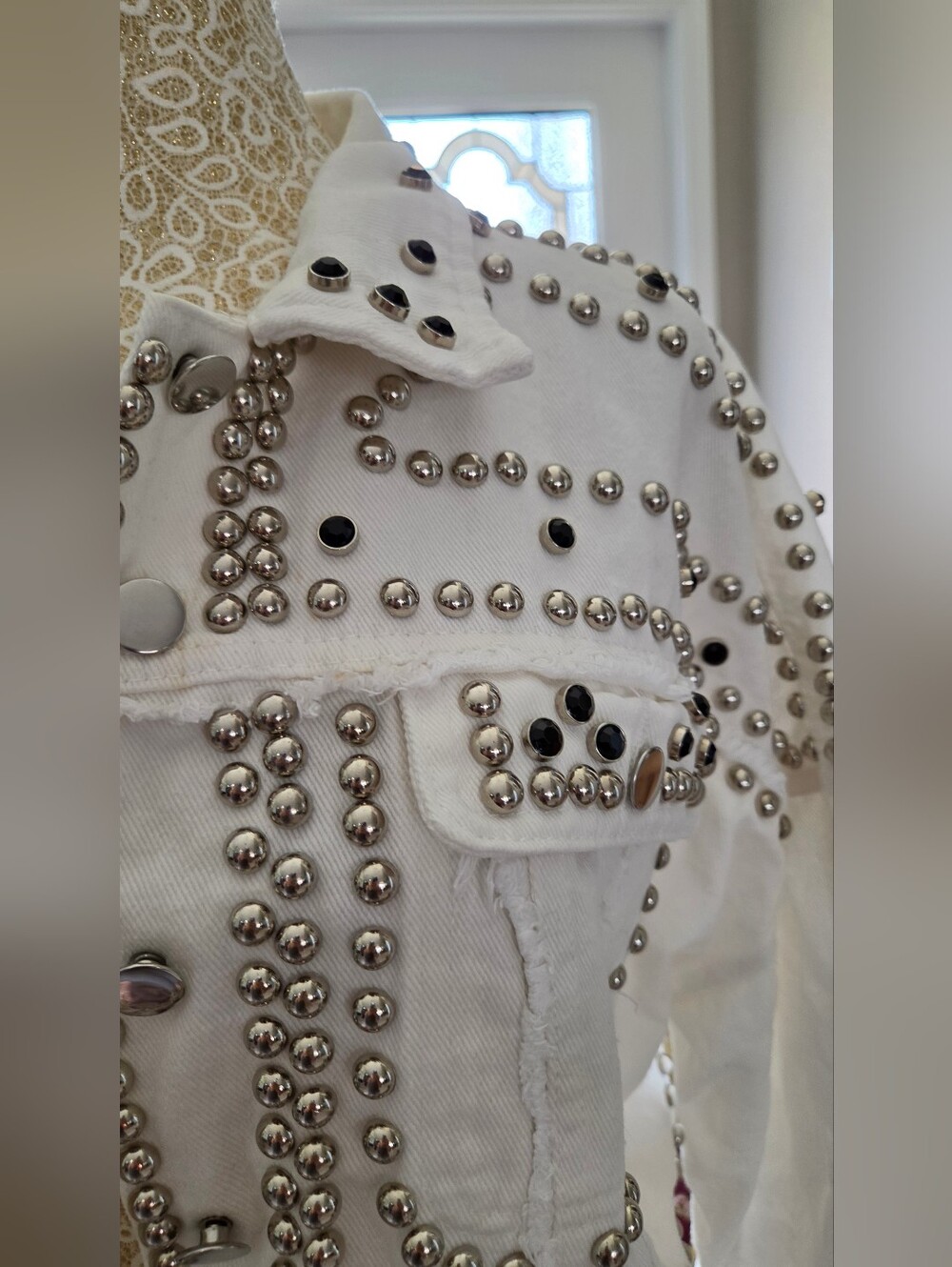 Seek the Label White Heavy Studded/Embellished Denim Jacket Size L (18/20) - Picture 5 of 11